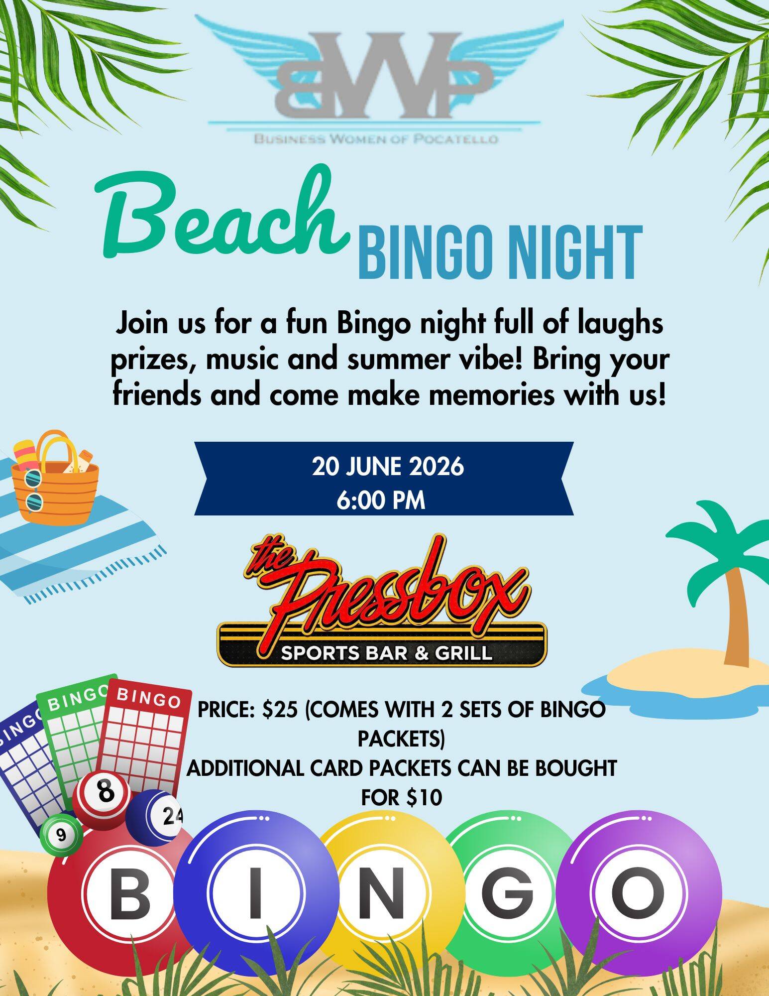 Beach Bingo Fundraiser Flyer
